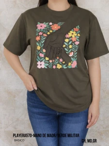 PLAYERA570-MANO DE MADR/VERDE MILITAR