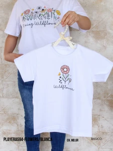 PLAYERA594-FLOWERS/BLANCA