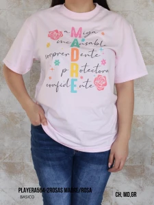 PLAYERA564-2ROSAS MADRE/ROSA