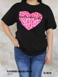 PLAYERA566-CORAZON D MA/NG