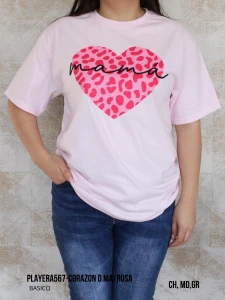PLAYERA567-CORAZON D MA/ROSA